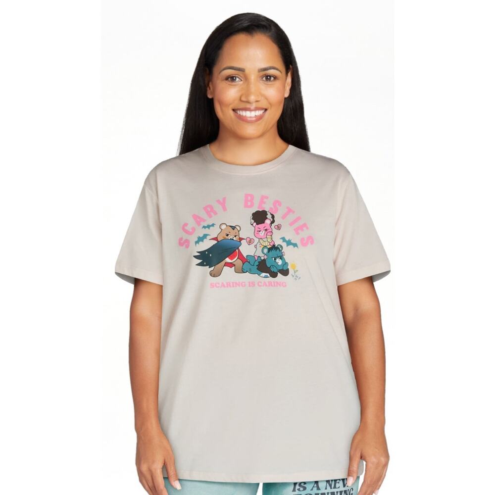 Care Bears XS Women's Graphic Halloween T-Shirt Scary Besties Relaxed Pullover